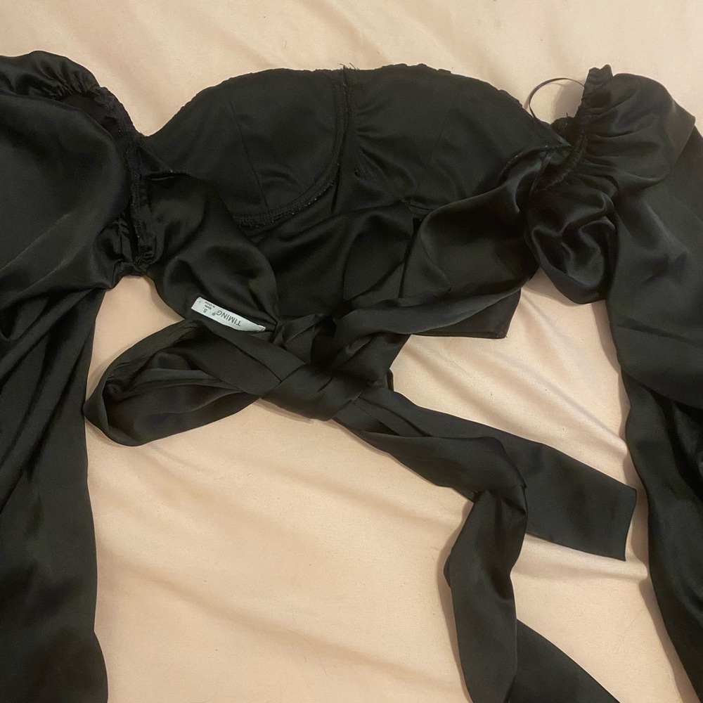 Black Satin Crop